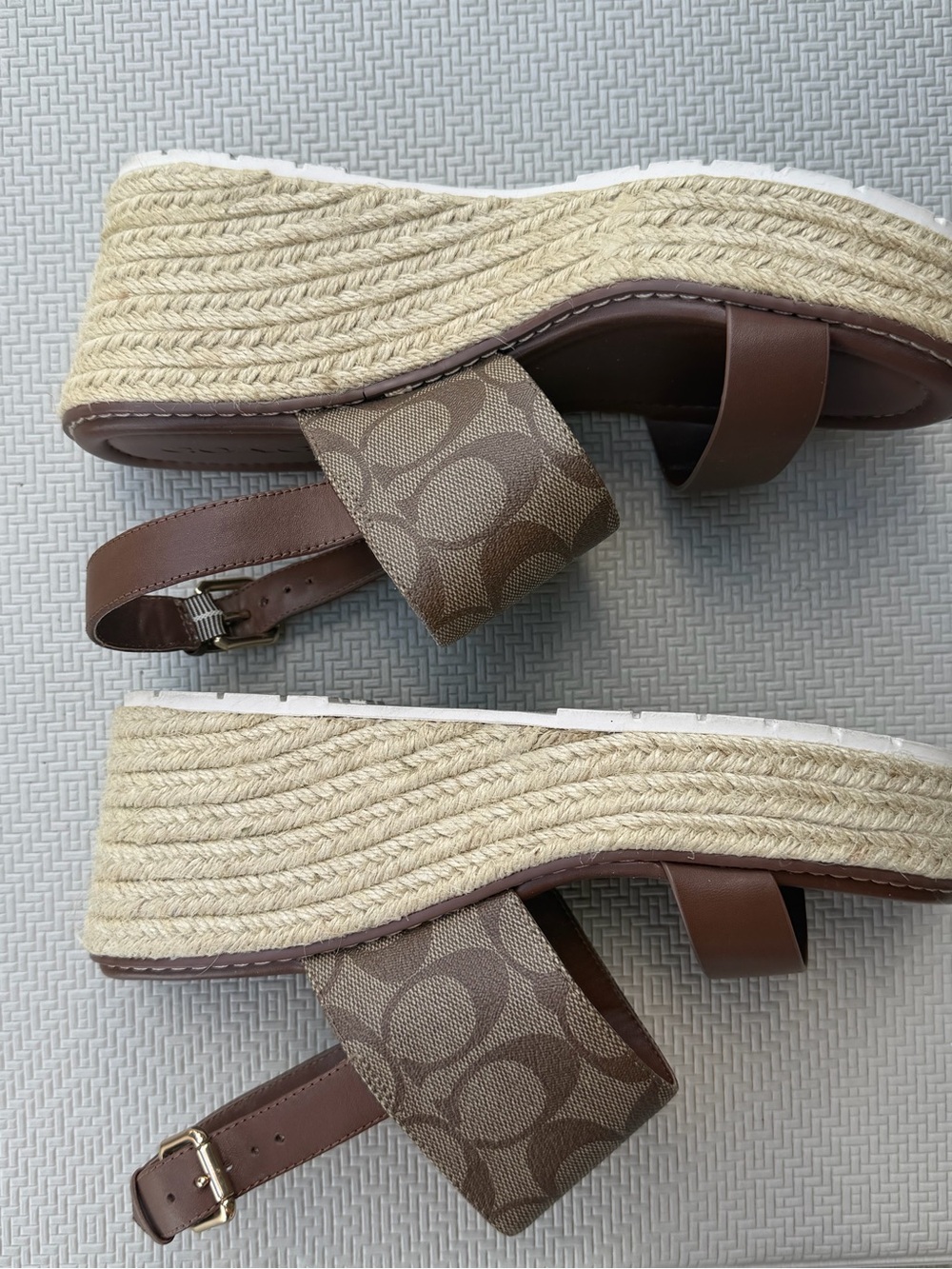 Coach Brown Signature Canvas Espadrille Platform Sandals - Picture 2 of 6
